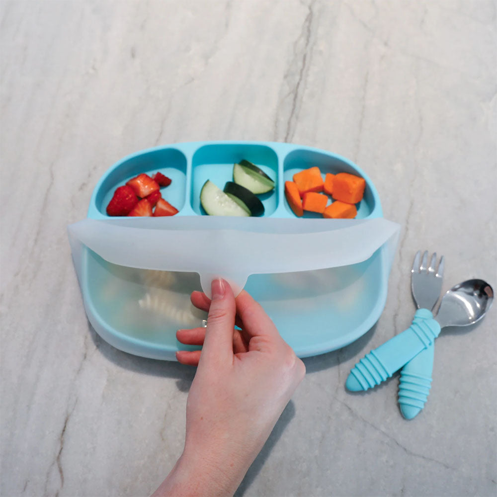 Plato de Silicona con 5 Divisiones, Succión y Tapa