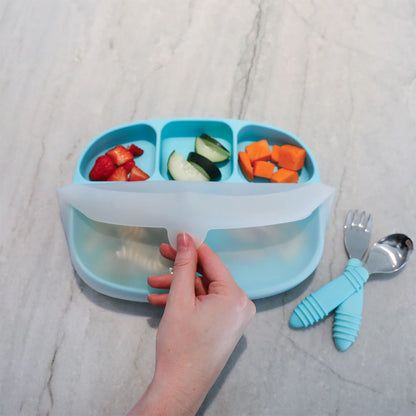 Plato de Silicona con 5 Divisiones, Succión y Tapa