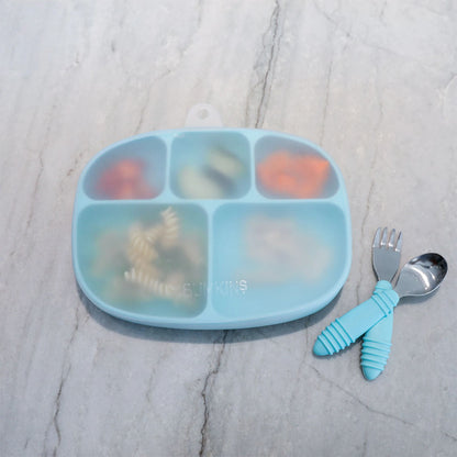 Plato de Silicona con 5 Divisiones, Succión y Tapa