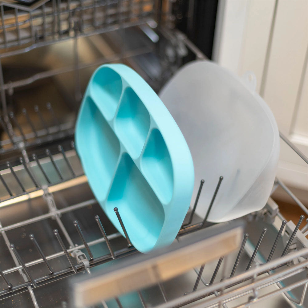 Plato de Silicona con 5 Divisiones, Succión y Tapa