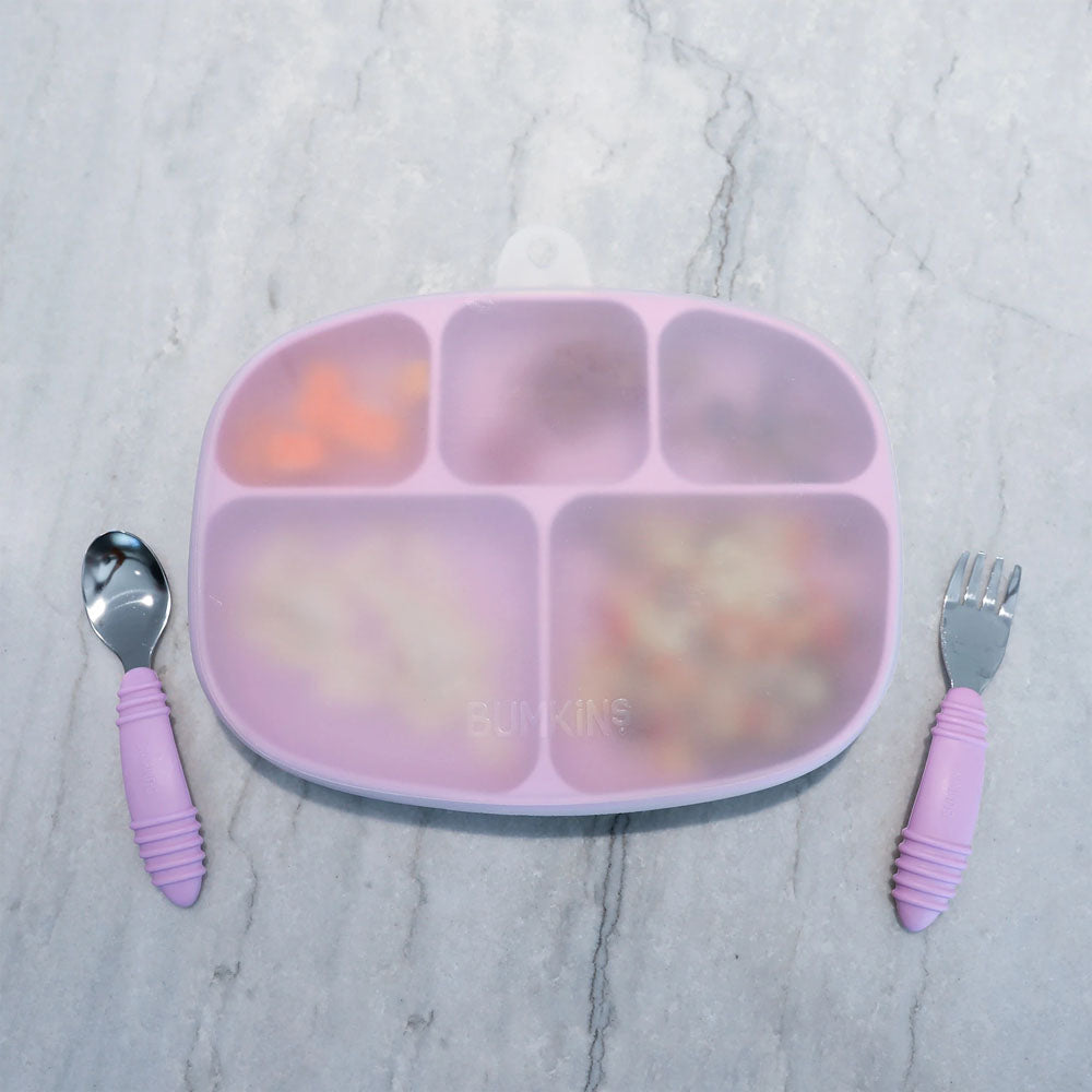 Plato de Silicona con 5 Divisiones, Succión y Tapa