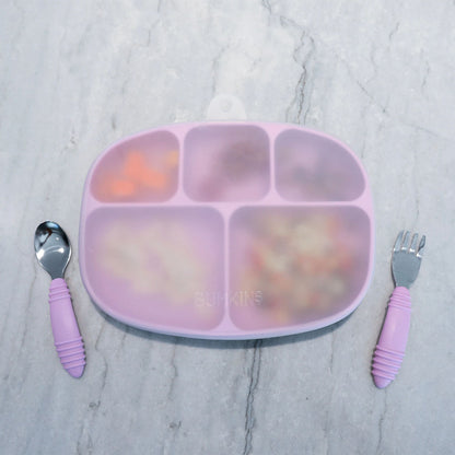 Plato de Silicona con 5 Divisiones, Succión y Tapa