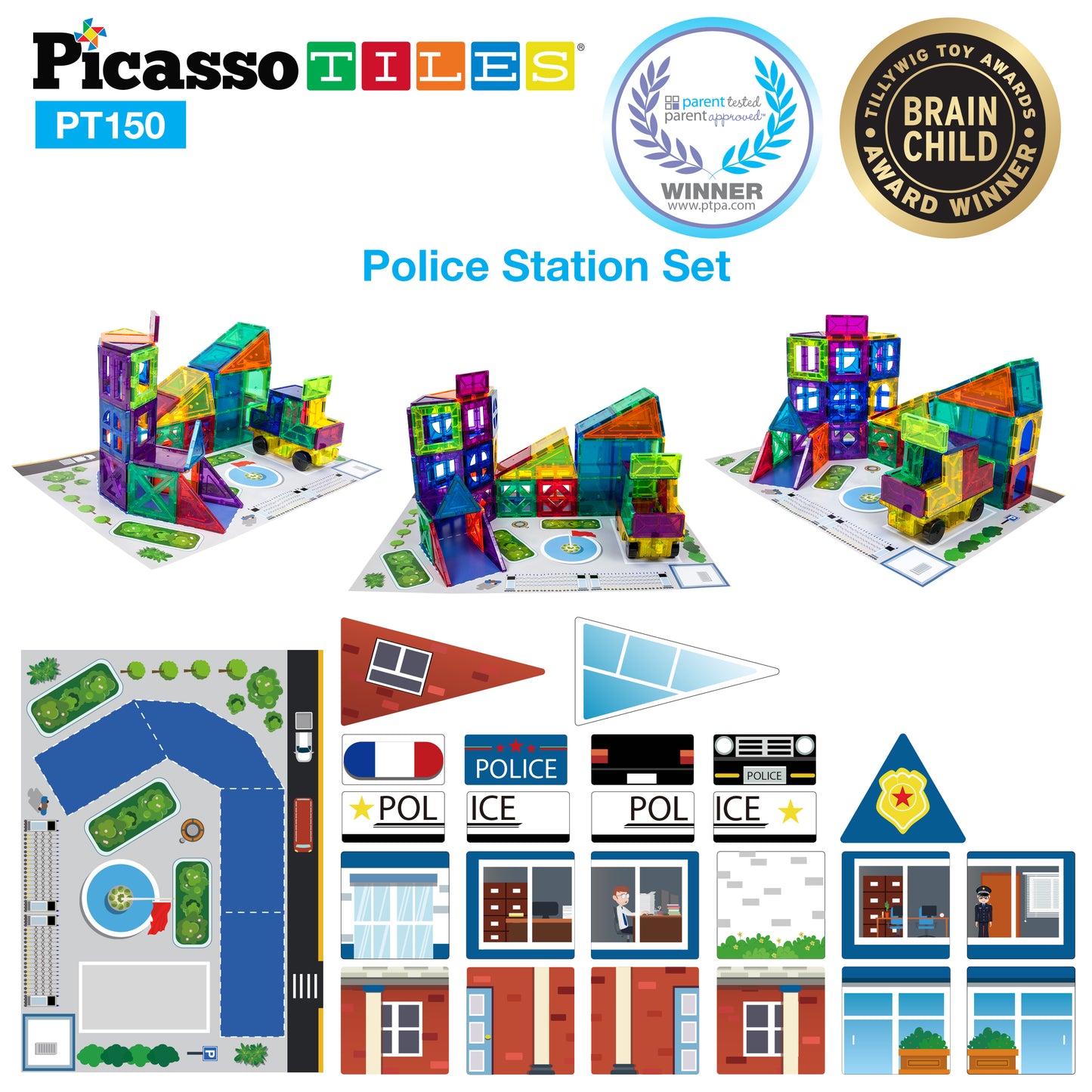 Bloques Magnéticos - Set de 150 Piezas 3 Temas en 1