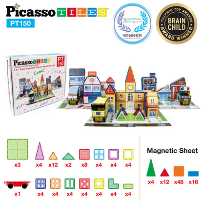 Bloques Magnéticos - Set de 150 Piezas 3 Temas en 1