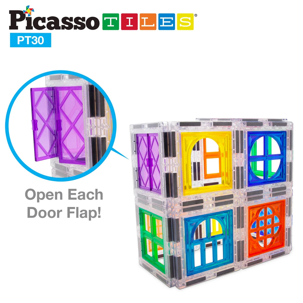 Bloques Magnéticos - Set de 30 Piezas Ventanas y Puertas