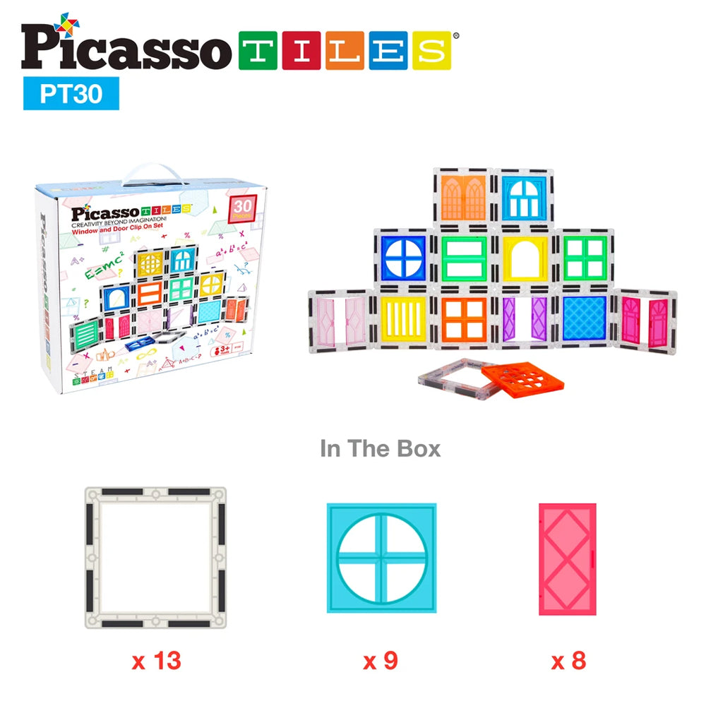 Bloques Magnéticos - Set de 30 Piezas Ventanas y Puertas