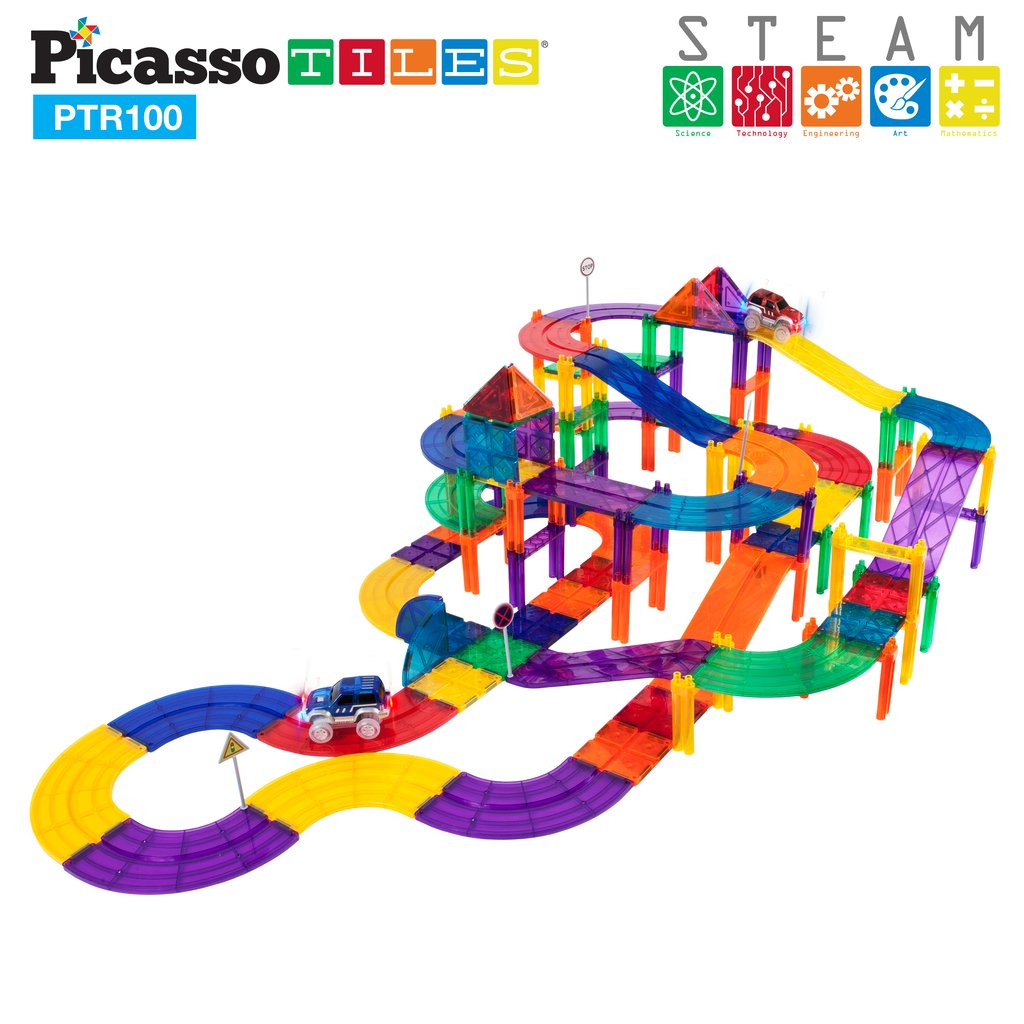 Pista de Carros 100 Piezas - Bloques Magnéticos