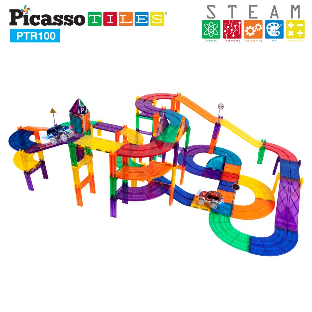 Pista de Carros 100 Piezas - Bloques Magnéticos