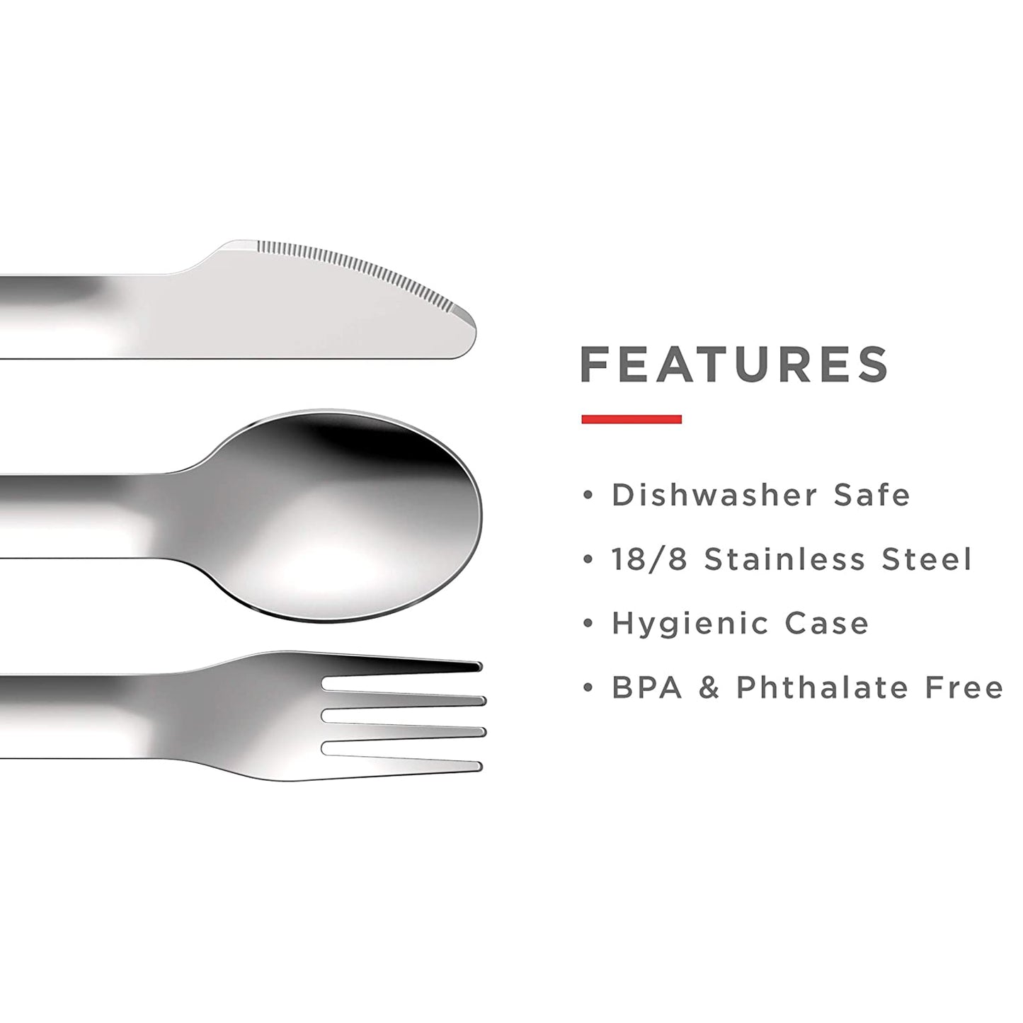 Set de Utensilios Acero Inoxidable con Estuche - Distintos Colores