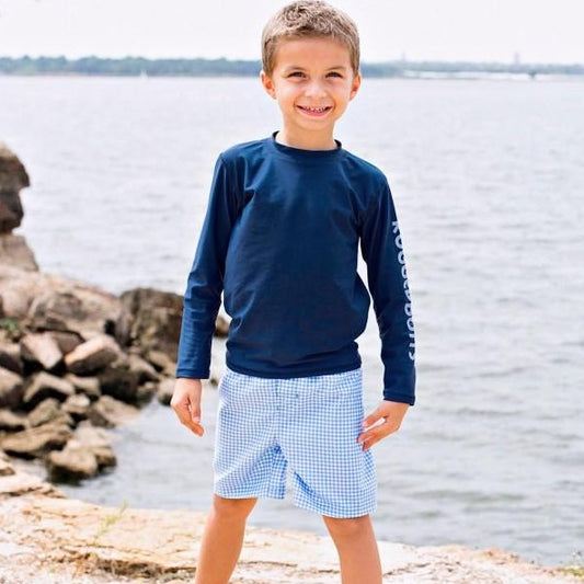 Vestido de Baño de Niño Cuadritos Celeste / Cornflower Blue Gingham